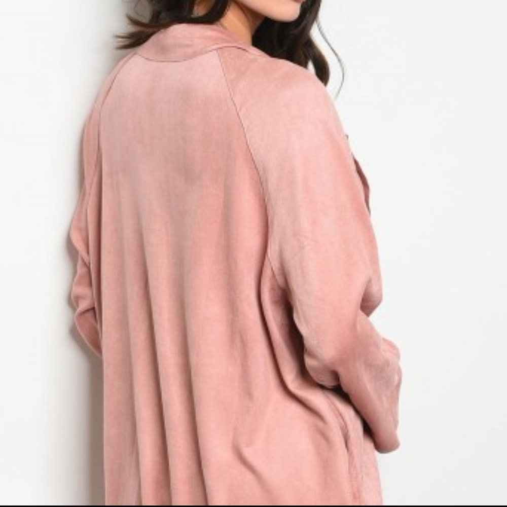 DUSTY PINK SUEDE DUSTER JACKET - Picture 4 of 4